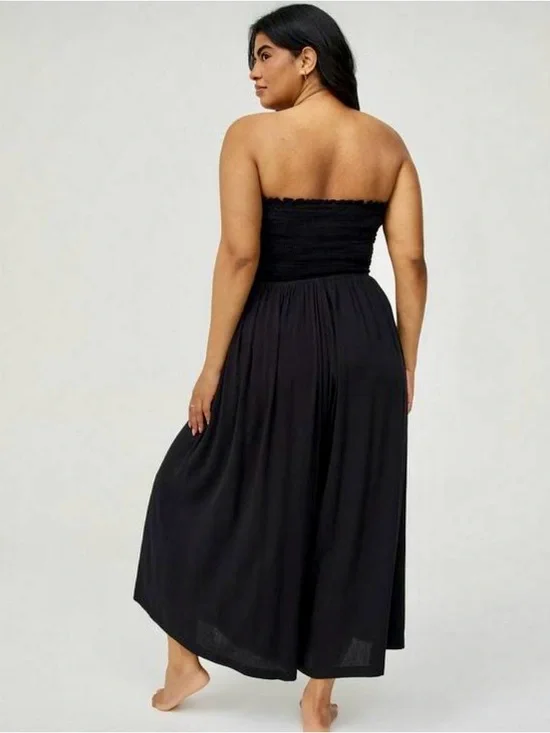 Torrid Smocked Lace Up Strapless Culotte Jumpsuit - Size 1X - NWT! - Picture 2 of 10